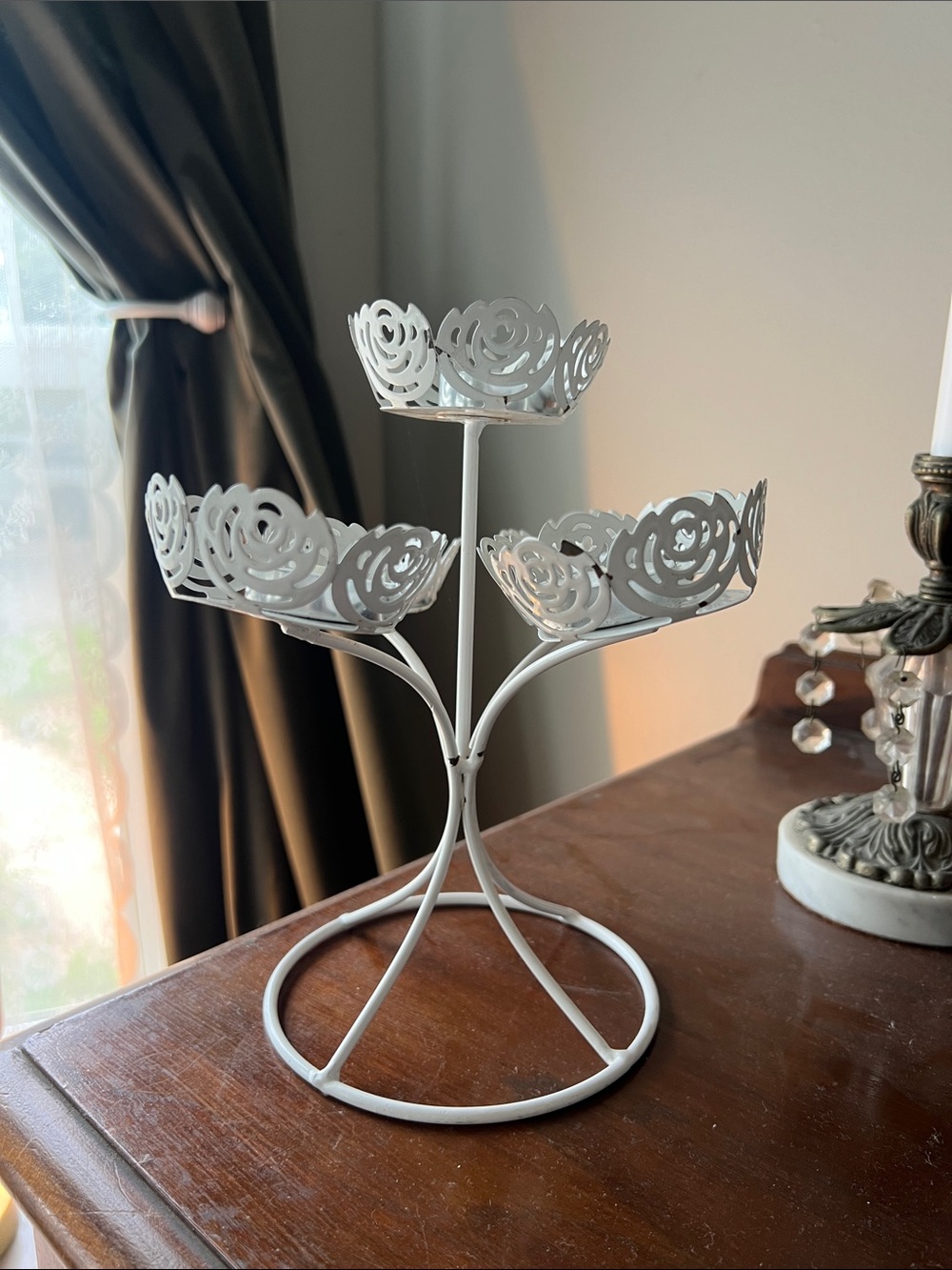 Shabby chic rose candle holder